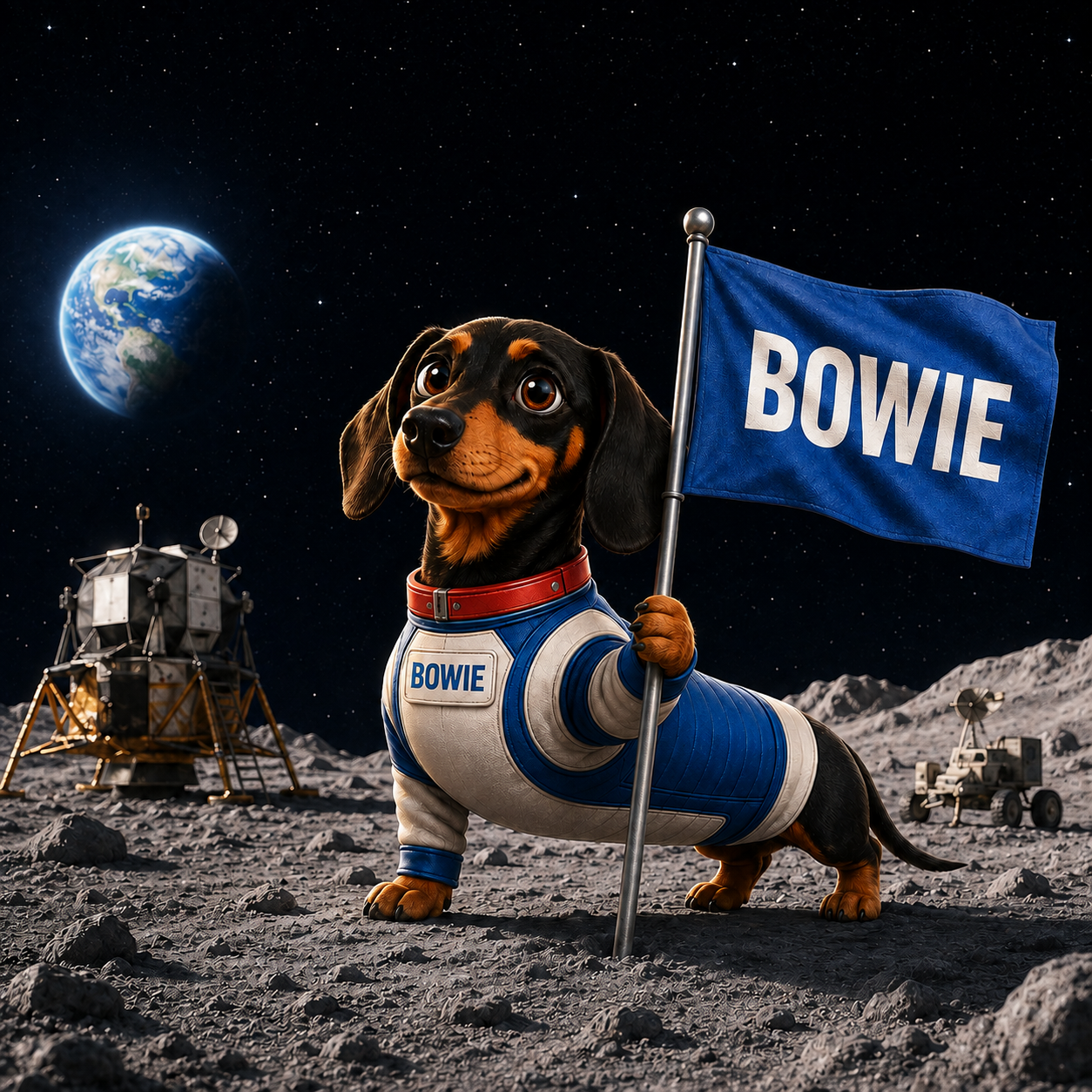 Bowie lunar flag scene